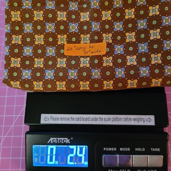 Vintage Tiny Blue & Yellow Flowers on Brown Background 26" x 34" Fabric Remnant - Picture 2 of 2